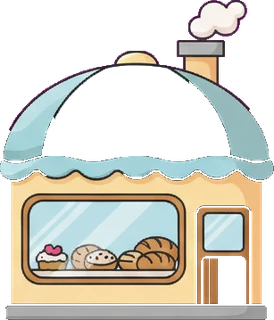 AIが描いたパン屋さんのマーカー（丸い屋根のお店）