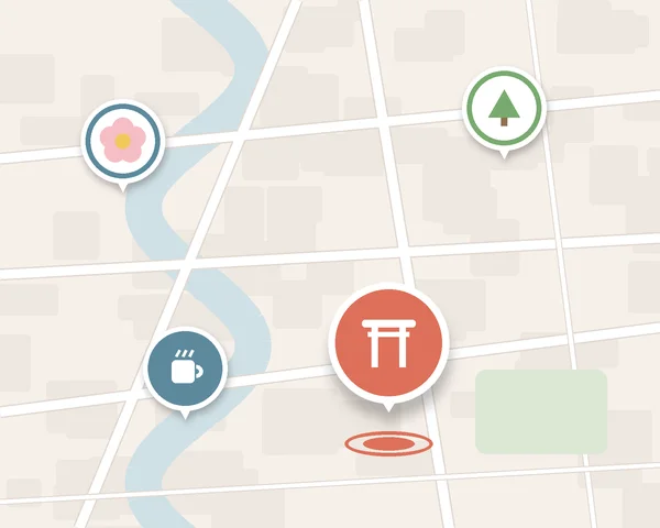 地図の上に絵のマーカーを置く画面の絵